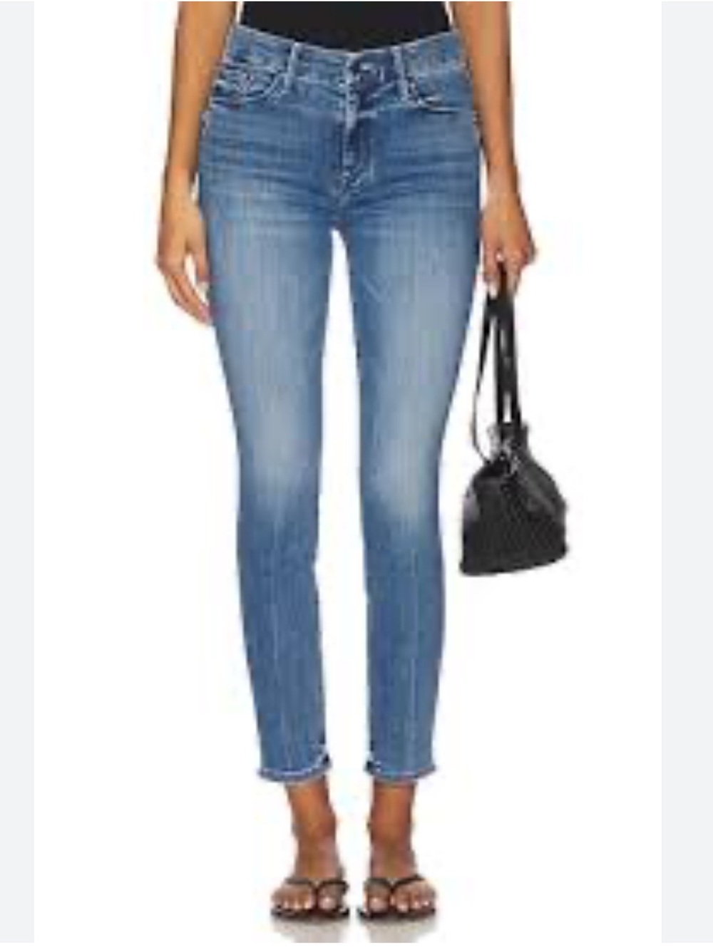 MOTHER Looker Ankle Fray Blue Jeans